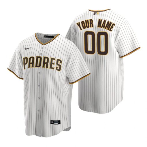 Custom San Diego Padres White Brown Cool Base Home Jersey