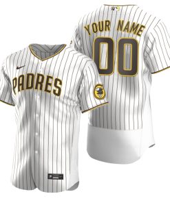 Custom San Diego Padres White Brown Flex Base Jersey