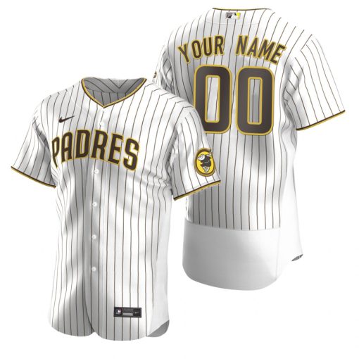 Custom San Diego Padres White Brown Flex Base Jersey