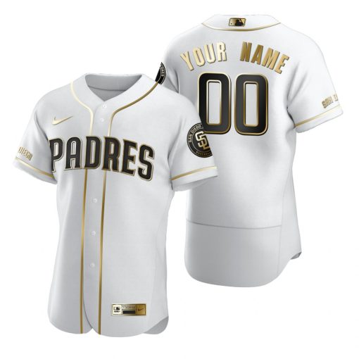 Custom San Diego Padres White Flex Base Golden Edition Jersey