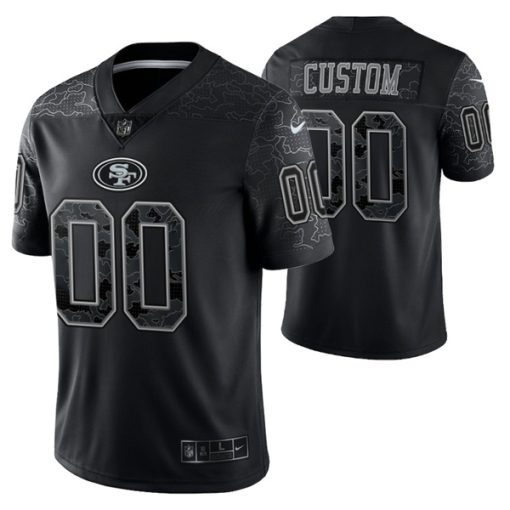Custom San Francisco 49ers Active Player Black Reflective Limited Stitched Football Jersey
