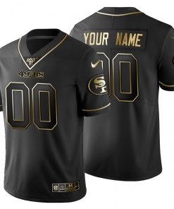 Custom San Francisco 49ers Black Golden Limited Football 100 Jersey