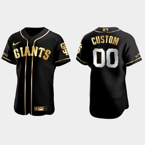 Custom San Francisco Giants Golden Edition Flex Base Jersey Black