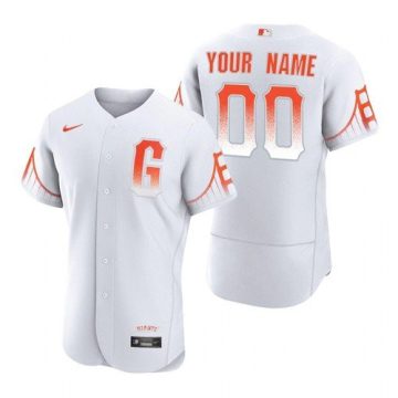 Custom San Francisco Giants 00 White 2021 City Connect Flex Base Jersey