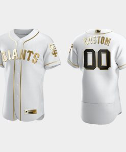 Custom San Francisco Giants Flex Base Golden Edition Jersey White