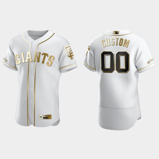 Custom San Francisco Giants Flex Base Golden Edition Jersey White