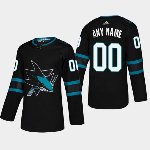 Custom San Jose Sharks 2018-19 Black Pro Third Alternate Jersey