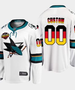 Custom San Jose Sharks 2022 Global Series White Germany Challenge Jersey