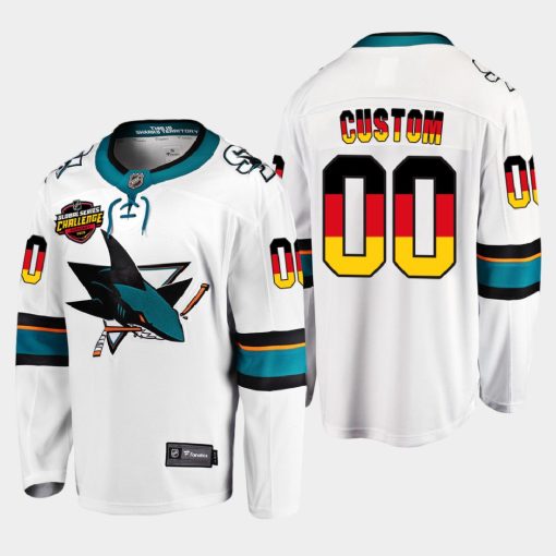 Custom San Jose Sharks 2022 Global Series White Germany Challenge Jersey