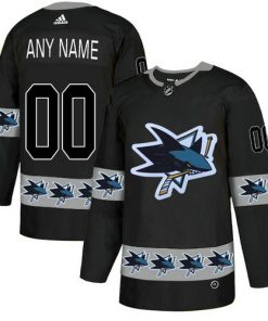 Custom San Jose Sharks Black Team Logos Fashion Jersey