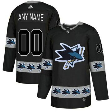 Custom San Jose Sharks Black Team Logos Fashion Jersey