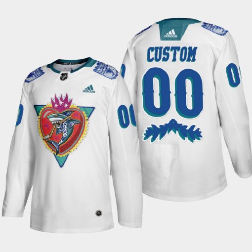 Custom San Jose Sharks Los Tiburones Night White Jersey