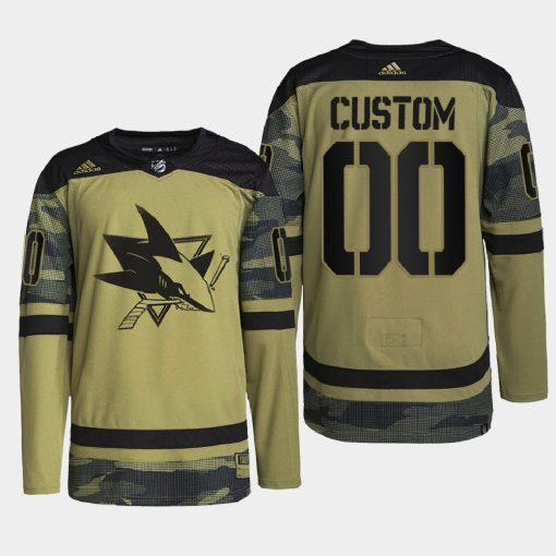 Custom San Jose Sharks Military Appreciation Camo Practice 2022 Jersey