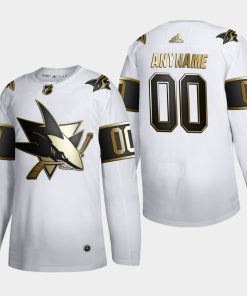 Custom San Jose Sharks Golden Edition White Jersey