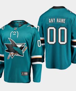 Custom San Jose Sharks Premier Breakaway Player Home Jersey Teal