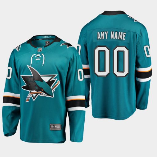 Custom San Jose Sharks Premier Breakaway Player Home Jersey Teal