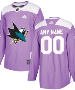 Custom San Jose Sharks Purple Pink Hockey Fights Cancer Practice Jersey