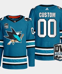 Custom San Jose Sharks Teal Pro Wilson 24 Patch Jersey