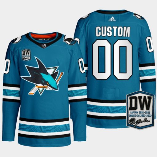 Custom San Jose Sharks Teal Pro Wilson 24 Patch Jersey