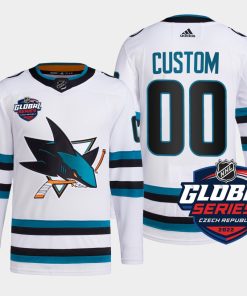 Custom San Jose Sharks White Primegreen 2022 Global Series Jersey