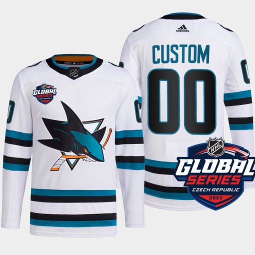 Custom San Jose Sharks White Primegreen 2022 Global Series Jersey