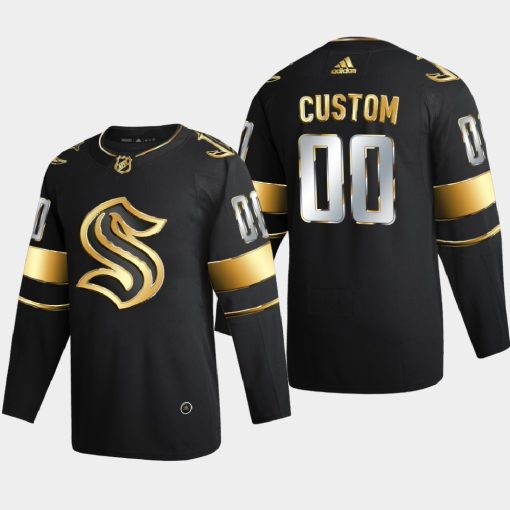 Custom Seattle Kraken 2020-21 Golden Limited Edition Jersey Black