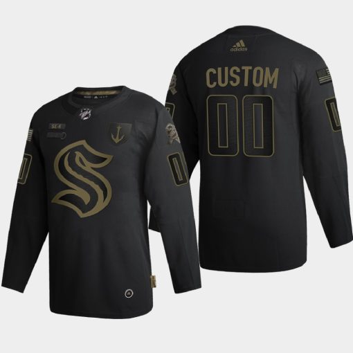 Custom Seattle Kraken 2020 Veterans Day Black Jersey