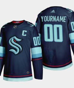 Custom Seattle Kraken 2021 22 Navy Home Jersey