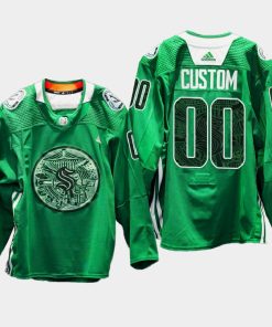 Custom Seattle Kraken Green Night Green Warm-up Jersey
