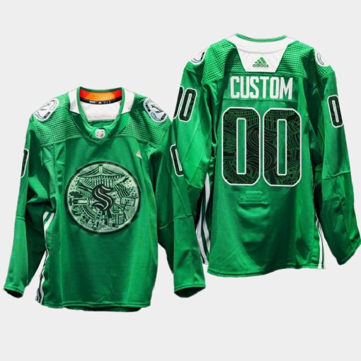 Custom Seattle Kraken Green Night Green Warm-up Jersey