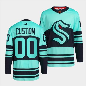 Custom Seattle Kraken Ice Blue 2022-23 Reverse Retro Stitched Jersey