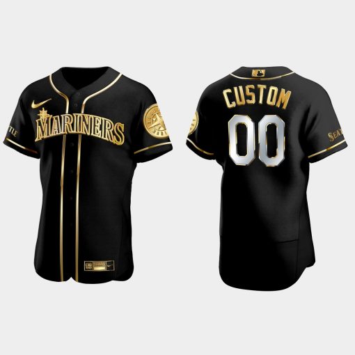 Custom Seattle Mariners Golden Edition Flex Base Jersey Black