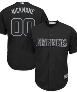 Custom Seattle Mariners 2019 Players' Weekend Cool Base Roster Black Jersey