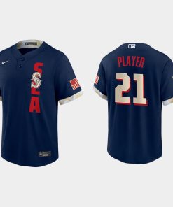 Custom Seattle Mariners 2021 All-star Game Cool Base Jersey Navy