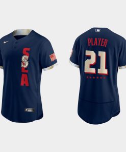 Custom Seattle Mariners 2021 All-star Game Flex Base Jersey Navy