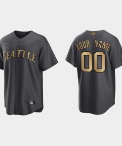 Custom Seattle Mariners 2022 All-star Game Cool Base Jersey Charcoal