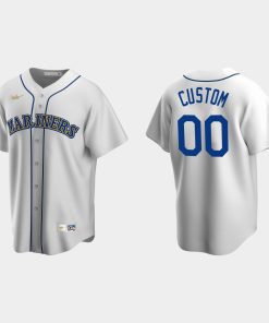 Custom Seattle Mariners Cooperstown Collection Home Jersey White