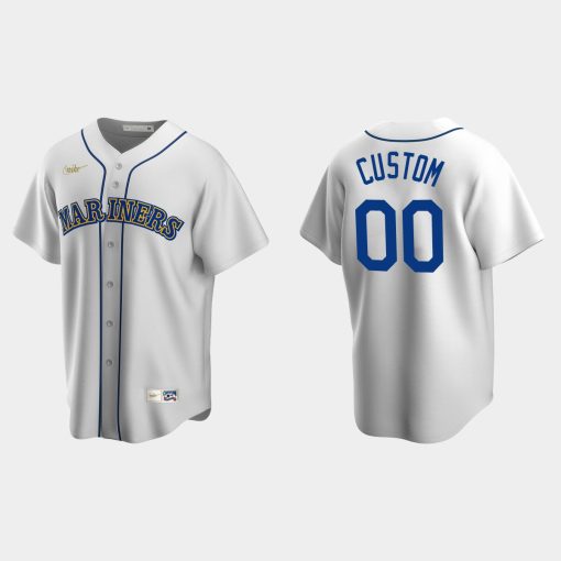 Custom Seattle Mariners Cooperstown Collection Home Jersey White