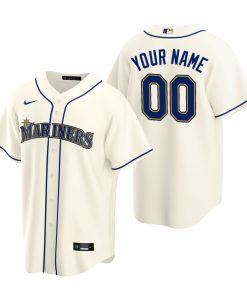 Custom Seattle Mariners Cream Cool Base Jersey