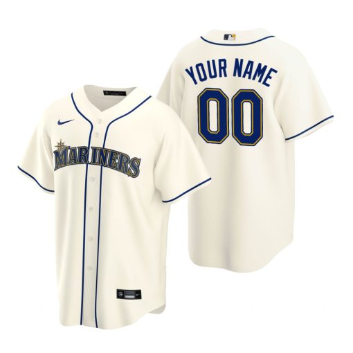 Custom Seattle Mariners Cream Cool Base Jersey