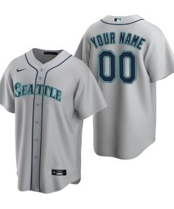 Custom Seattle Mariners Gray Cool Base Road Jersey