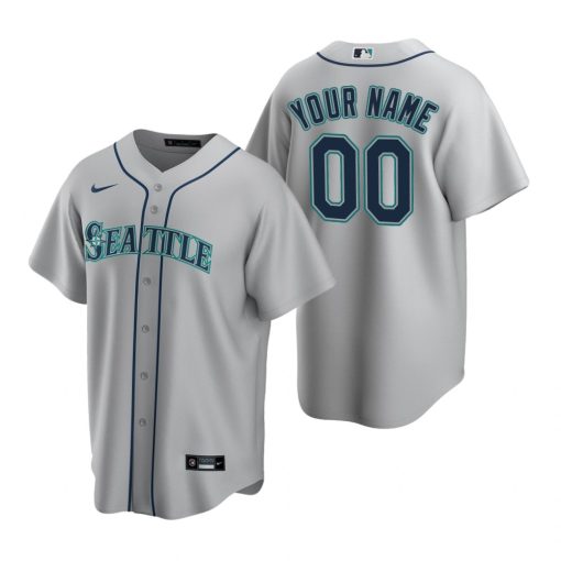 Custom Seattle Mariners Gray Cool Base Road Jersey