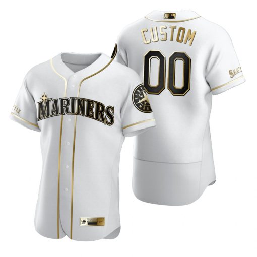 Custom Seattle Mariners White Flex Base Golden Edition Jersey