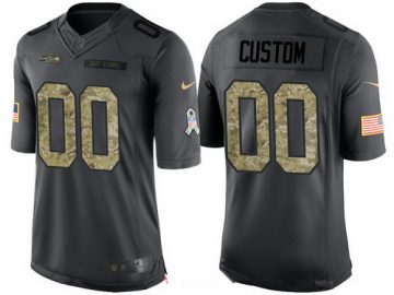 Custom Seattle Seahawks Anthracite Camo 2016 Salute To Service Veterans Day Football Limited Jersey
