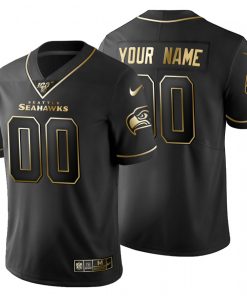 Custom Seattle Seahawks Black Golden Limited Football 100 Jersey