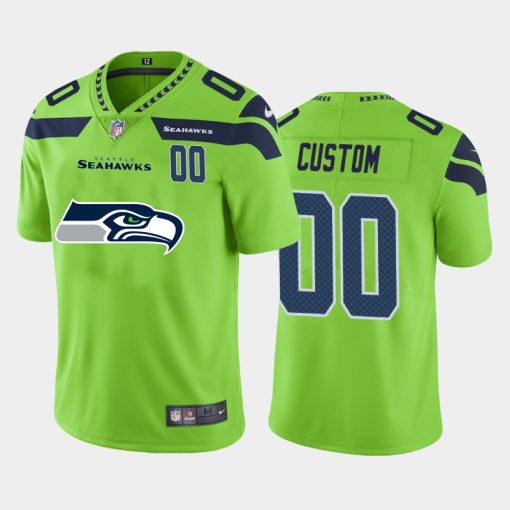 Custom Seattle Seahawks Green Team Big Logo Number Vapor Untouchable Limited Jersey