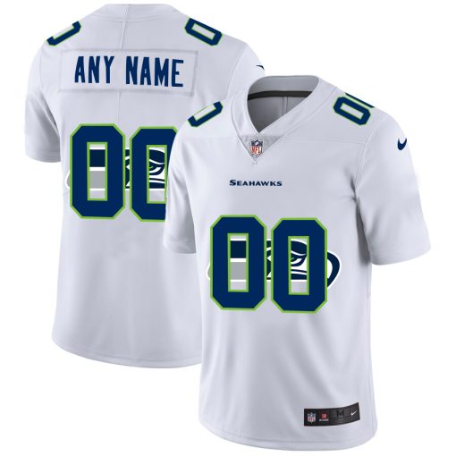 Custom Seattle Seahawks White Team Big Logo Vapor Untouchable Limited Jersey