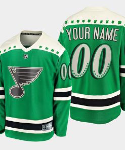 Custom St Louis Blues 2021 St Patrick's Day Green Jersey