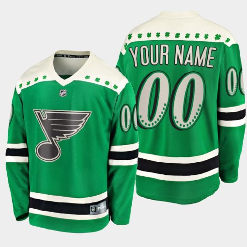 Custom St Louis Blues 2021 St Patrick's Day Green Jersey