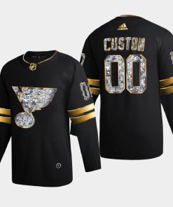 Custom St Louis Blues 2022 Stanley Cup Playoffs Black Diamond Edition Jersey